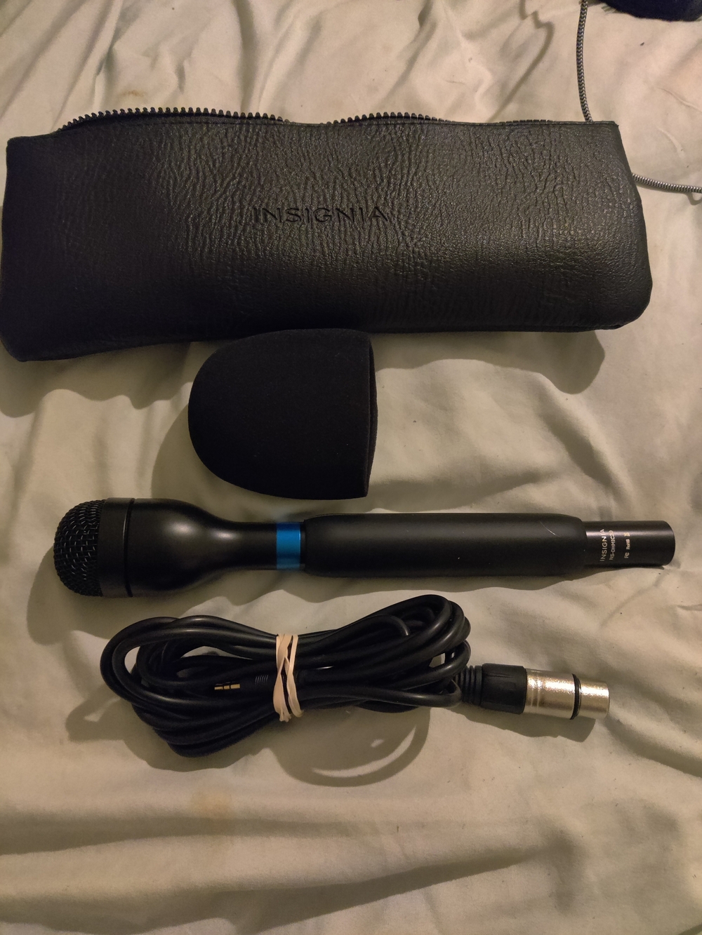 Insignia Black Handheld Wired Microphone with Carry Pouch